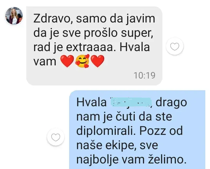 Iskustvo korisnika Studentskog Biroa nakon uspješno završenog diplomskog rada
