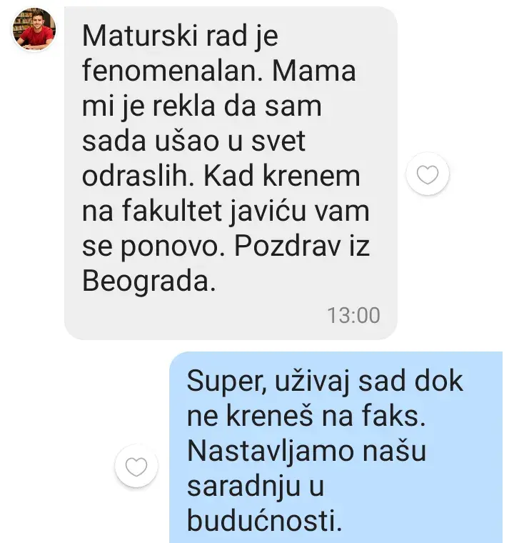 Iskustvo korisnika Studentskog Biroa nakon uspješno završenog maturskog rada