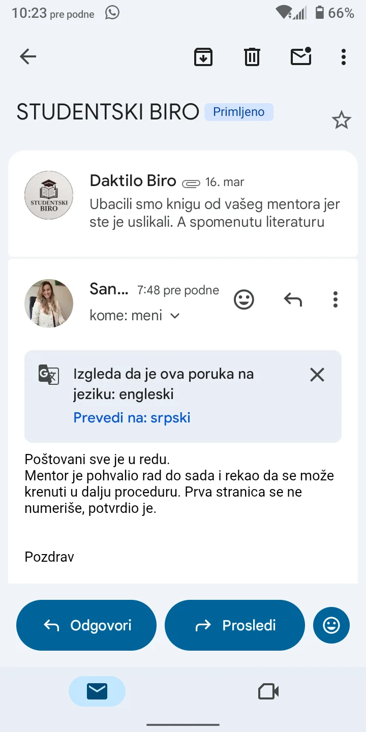 Iskustvo korisnika nakon pozitivnog mišljenja mentora