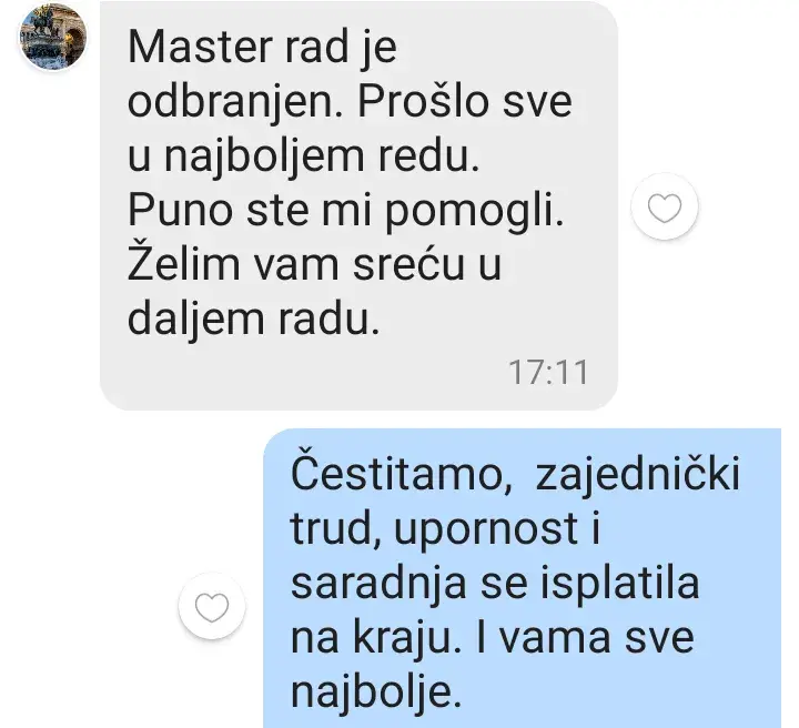 Iskustvo korisnika Studentskog Biroa nakon uspješne odbrane master rada