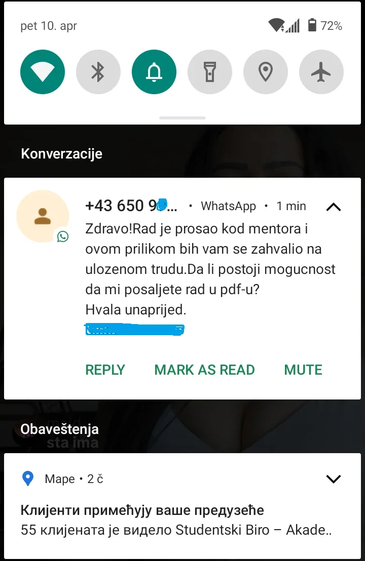 Iskustvo korisnika nakon što je rad prošao kod mentora