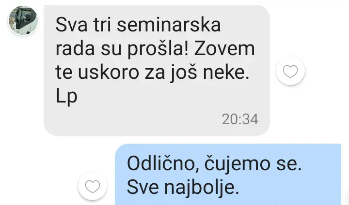 Iskustvo korisnika Studentskog Biroa nakon uspješno završenih seminarskih radova