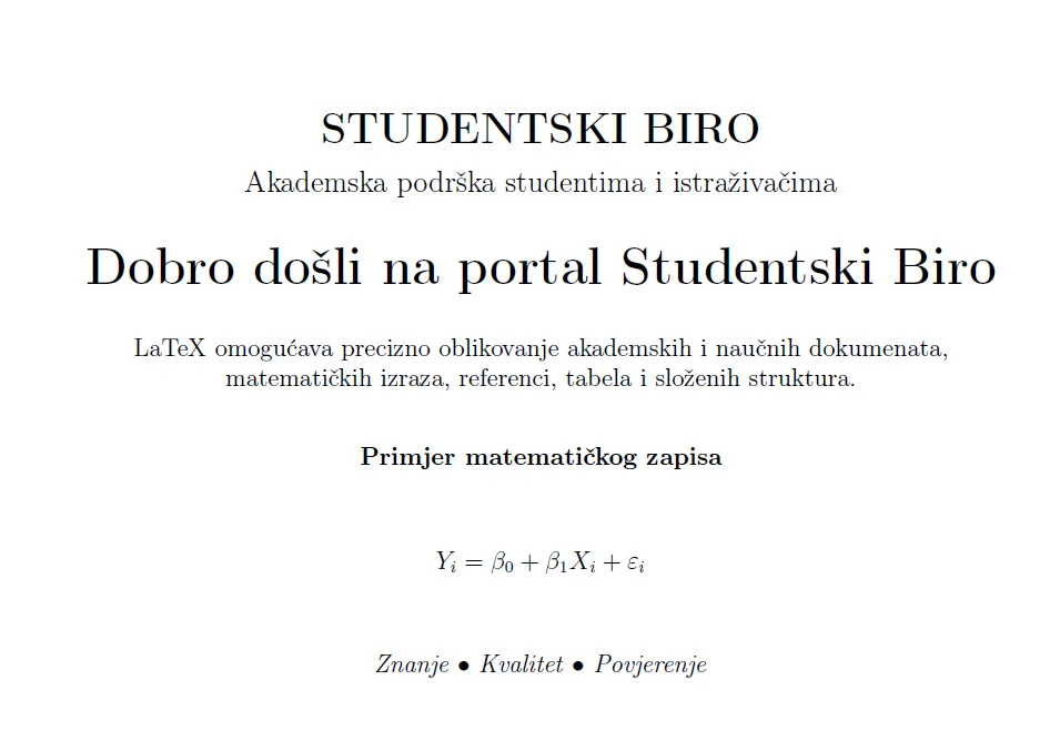 LaTeX obrada akademskih radova – primjer Studentski Biro