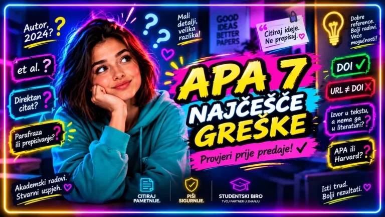 APA 7 citiranje i najčešće greške koje studenti prave pri navođenju izvora