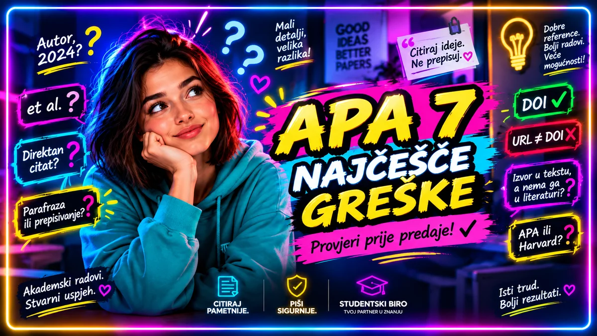 APA 7 citiranje: najčešće greške koje studenti prave i kako ih izbjeći
